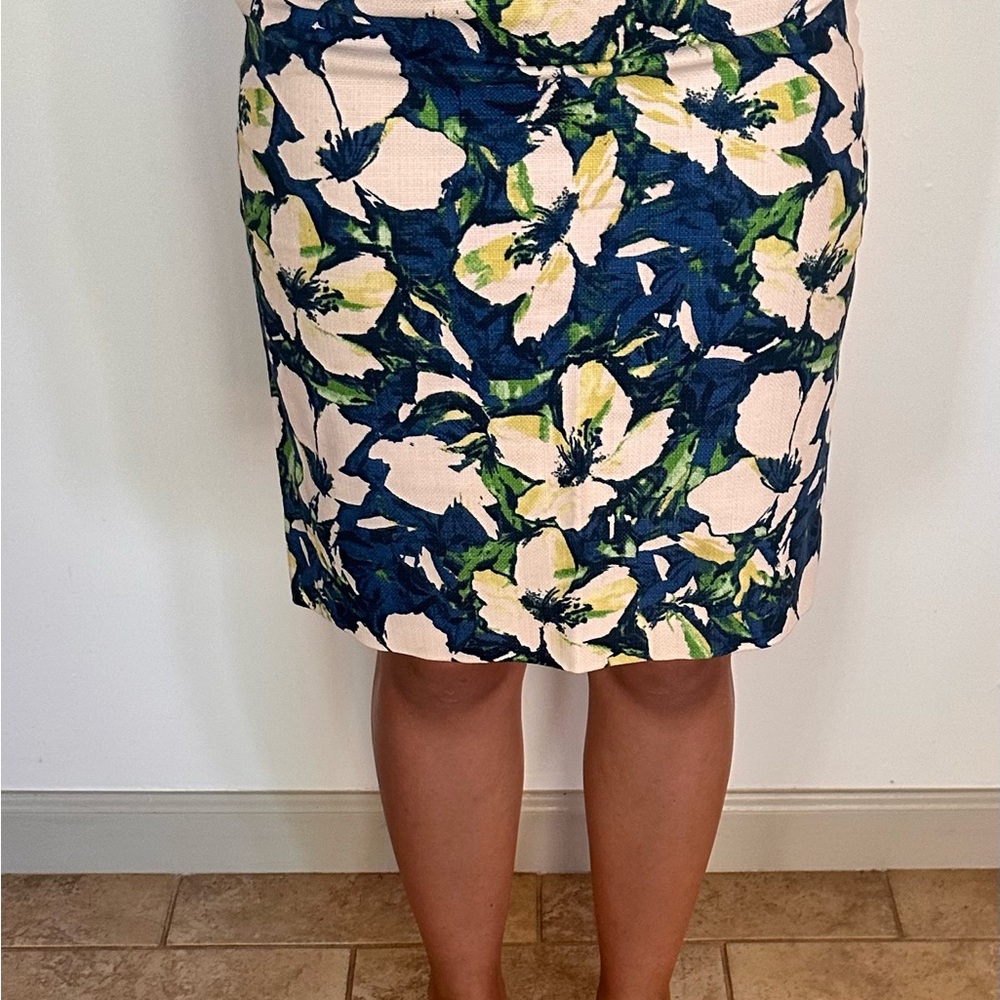 Floral Print Skirt - Blue and Green